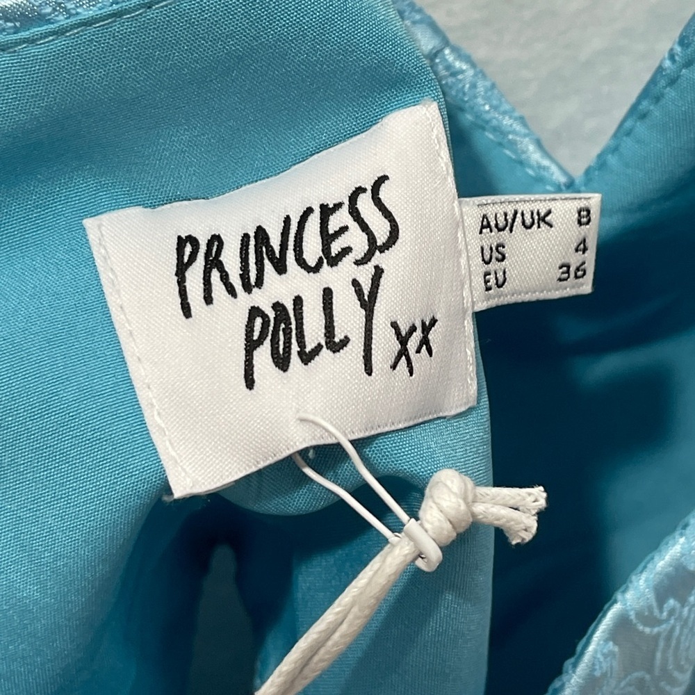 Princess Polly Day Dreaming Top Blue Paisley Print Satin Corset Size 4 - Picture 6 of 7